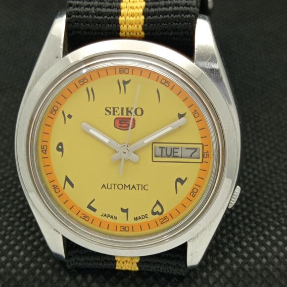 Vintage 1979 Seiko Automatic Mens Silver Watch W/daydate & Arabic accents - Picture 3 of 7
